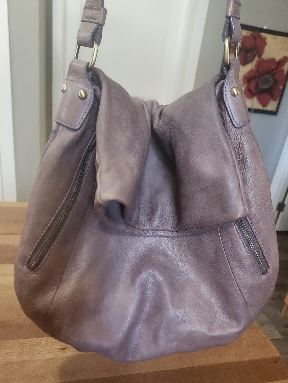 Christopher Kon Soft Leather Slouch Hobo Bag in Mauve